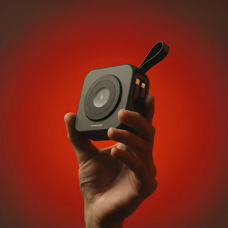 Travel charger showing wireless charging pad 